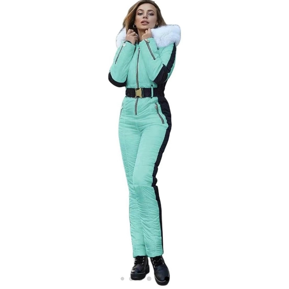 Mint Green and Black Ski Jumpsuit